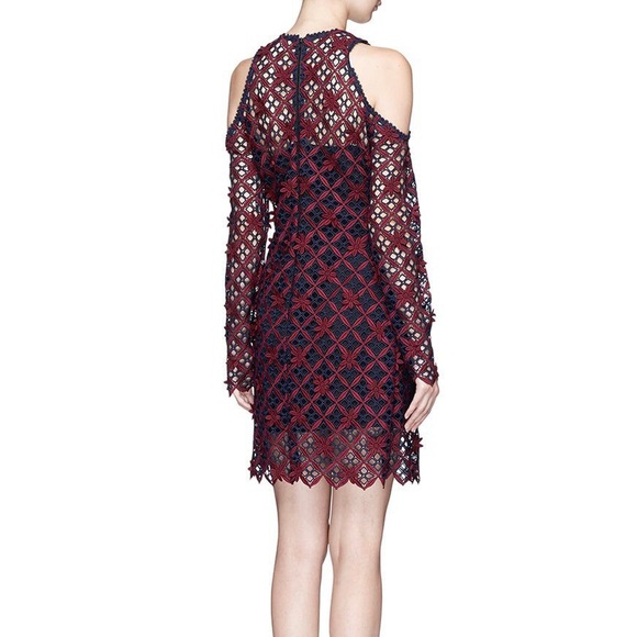 NWT Self Portrait Floral Grid Cold Shoulder Lace Dress sz S - Picture 7 of 13